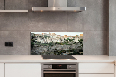 Kitchen Splashback Spain Mountains City Trees