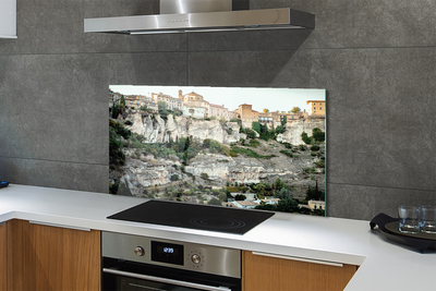 Kitchen Splashback Spain Mountains City Trees