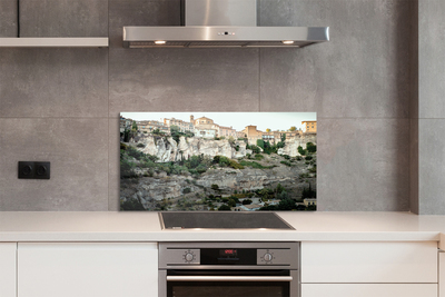 Kitchen Splashback Spain Mountains City Trees