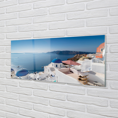 Kitchen Splashback Panorama of the sea Greece building