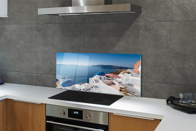 Kitchen Splashback Panorama of the sea Greece building