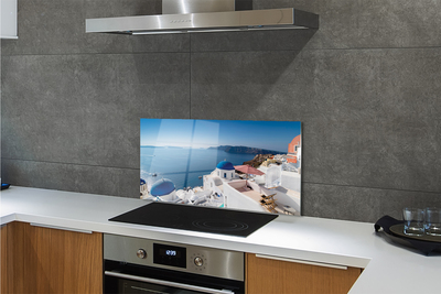 Kitchen Splashback Panorama of the sea Greece building