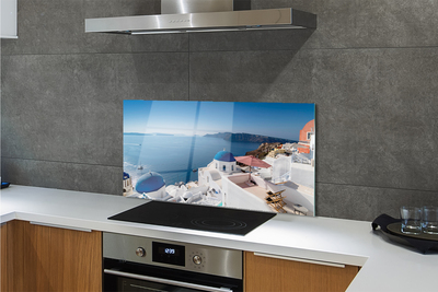 Kitchen Splashback Panorama of the sea Greece building