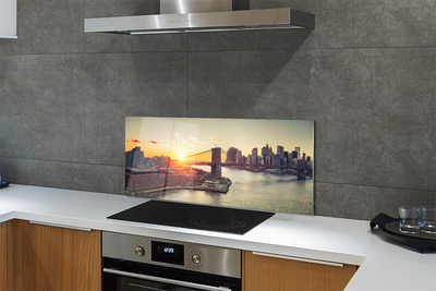 Kitchen Splashback River Bridge Sunrise