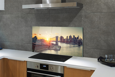 Kitchen Splashback River Bridge Sunrise