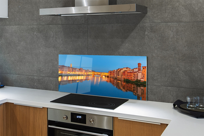 Kitchen Splashback Italy bridges Building River Night