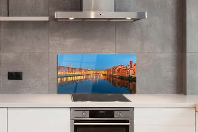 Kitchen Splashback Italy bridges Building River Night