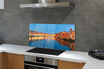 Kitchen Splashback Italy bridges Building River Night