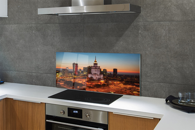 Kitchen Splashback Night view of the skyscrapers of Warsaw