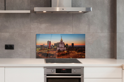 Kitchen Splashback Night view of the skyscrapers of Warsaw