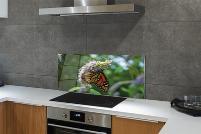 Kitchen Splashback Butterfly colored flowers