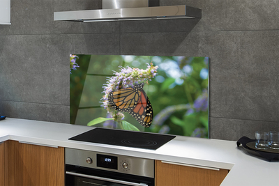 Kitchen Splashback Butterfly colored flowers