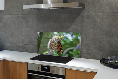 Kitchen Splashback Butterfly colored flowers