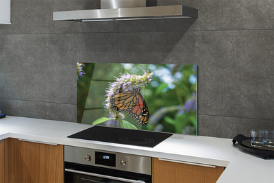 Kitchen Splashback Butterfly colored flowers