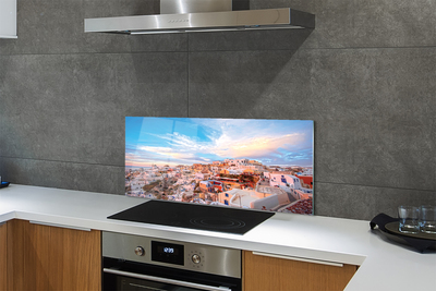 Kitchen Splashback Greece Panoramic sunset city sun