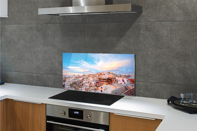 Kitchen Splashback Greece Panoramic sunset city sun