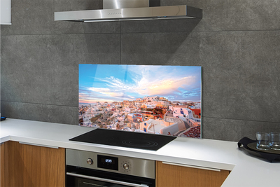 Kitchen Splashback Greece Panoramic sunset city sun