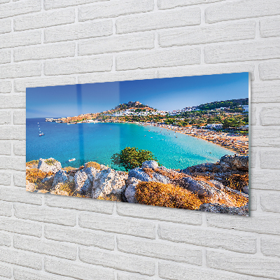 Kitchen Splashback Panorama of the beach coast of Greece