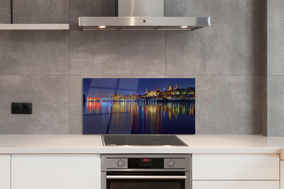 Kitchen Splashback Warsaw Night River Bridge