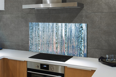 Kitchen Splashback Sunset the birch forest