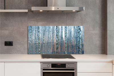 Kitchen Splashback Sunset the birch forest