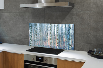 Kitchen Splashback Sunset the birch forest