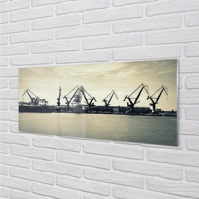 Kitchen Splashback River Gdansk shipyard cranes