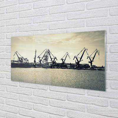 Kitchen Splashback River Gdansk shipyard cranes