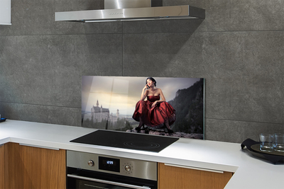 Kitchen Splashback Woman dress up