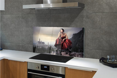 Kitchen Splashback Woman dress up