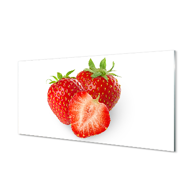 Kitchen Splashback Strawberries on white background