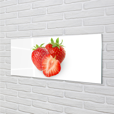 Kitchen Splashback Strawberries on white background