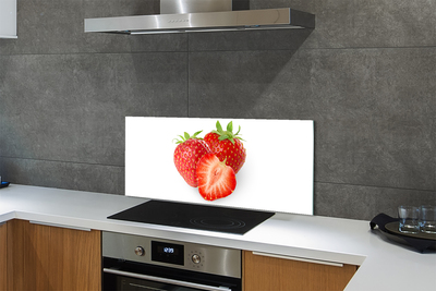 Kitchen Splashback Strawberries on white background