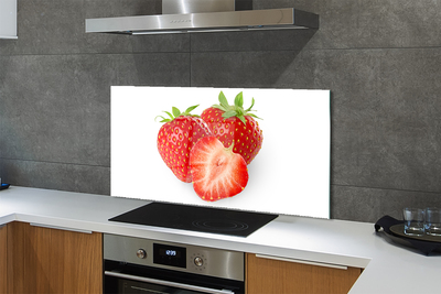 Kitchen Splashback Strawberries on white background