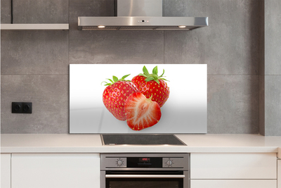 Kitchen Splashback Strawberries on white background