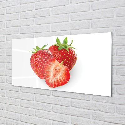 Kitchen Splashback Strawberries on white background