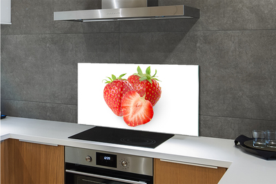 Kitchen Splashback Strawberries on white background