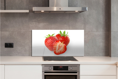 Kitchen Splashback Strawberries on white background