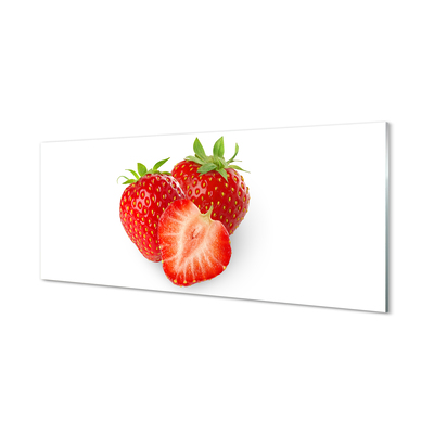 Kitchen Splashback Strawberries on white background