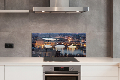 Kitchen Splashback Italy River Night Bridges