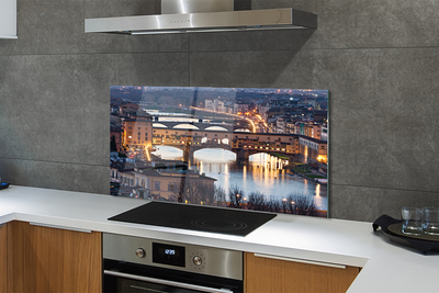 Kitchen Splashback Italy River Night Bridges