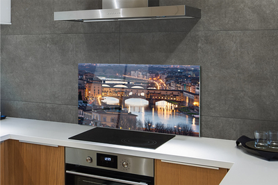 Kitchen Splashback Italy River Night Bridges