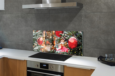 Kitchen Splashback Snow baubles Christmas trees