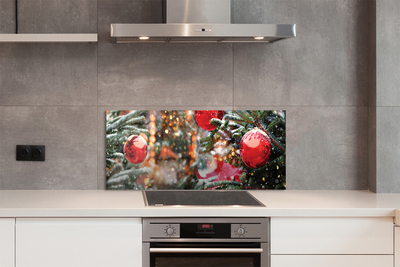 Kitchen Splashback Snow baubles Christmas trees