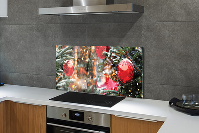 Kitchen Splashback Snow baubles Christmas trees