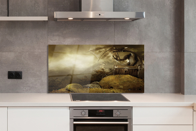 Kitchen Splashback Cloud Dragon Mountain Gold