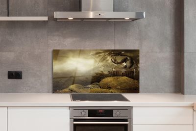 Kitchen Splashback Cloud Dragon Mountain Gold