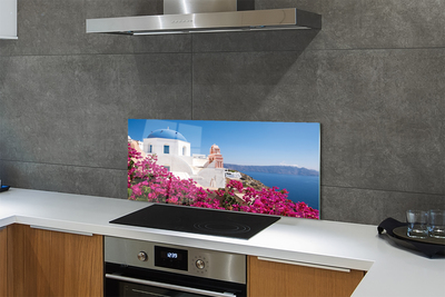 Kitchen Splashback Marine vessels Greece flowers