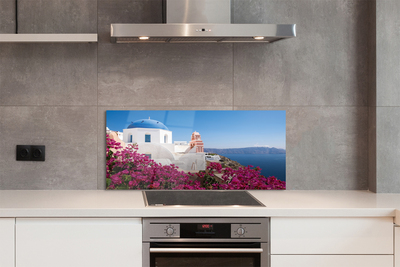 Kitchen Splashback Marine vessels Greece flowers