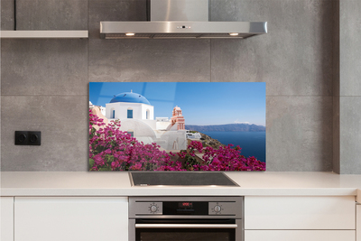 Kitchen Splashback Marine vessels Greece flowers